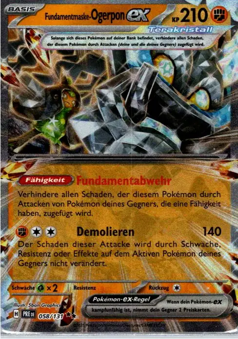 Fundamentmaske-Ogerpon EX (PRE 058) – Pokemon Karte aus Prismatische Entwicklungen in Deutsch