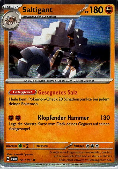 Saltigant (PAL 123) – Pokemon Holo Karte aus Entwicklungen in Paldea Deutsch